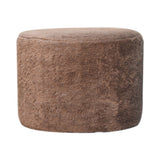 Mocha Faux Fur Round Footstool NOVEX FURNITURES