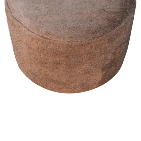 Mocha Faux Fur Round Footstool NOVEX FURNITURES