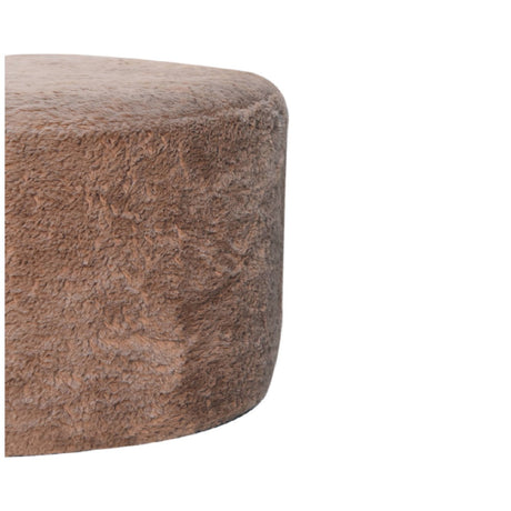 Mocha Faux Fur Round Footstool NOVEX FURNITURES
