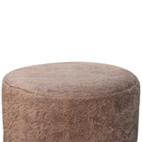 Mocha Faux Fur Round Footstool NOVEX FURNITURES