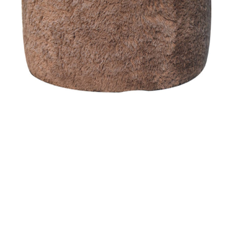 Mocha Faux Fur Round Footstool NOVEX FURNITURES