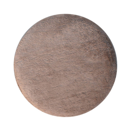 Mocha Faux Fur Round Footstool NOVEX FURNITURES