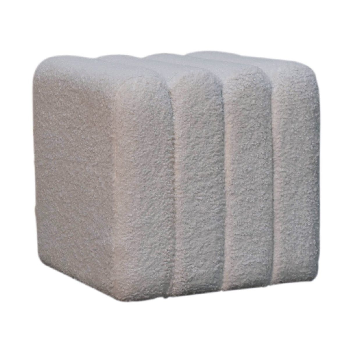 White Wavy Boucle Footstool NOVEX FURNITURES