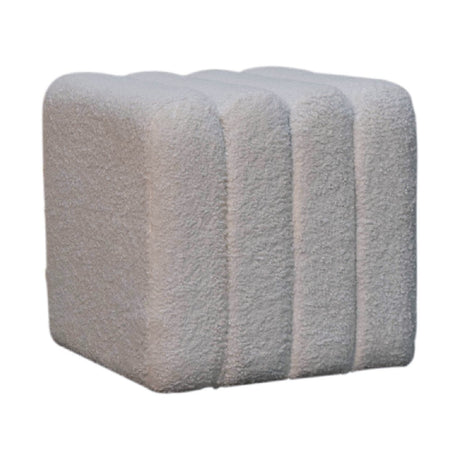 White Wavy Boucle Footstool NOVEX FURNITURES