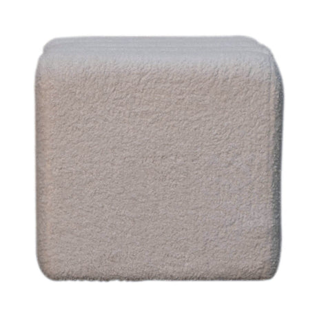 White Wavy Boucle Footstool NOVEX FURNITURES