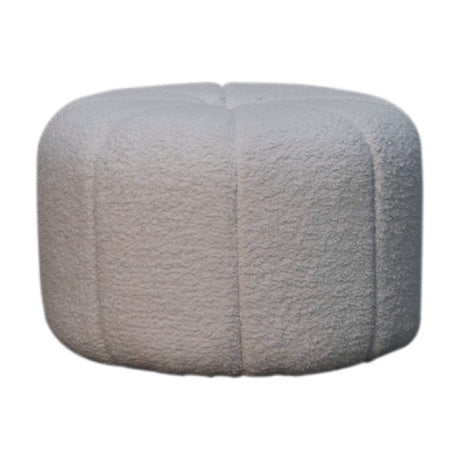 White Boucle Circus Footstool NOVEX FURNITURES
