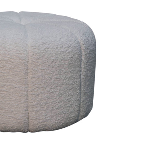 White Boucle Circus Footstool NOVEX FURNITURES