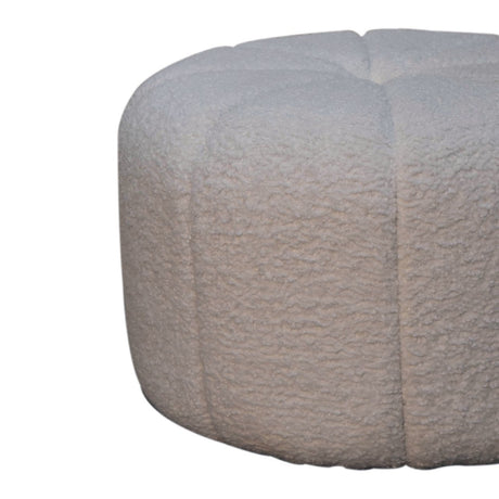White Boucle Circus Footstool NOVEX FURNITURES
