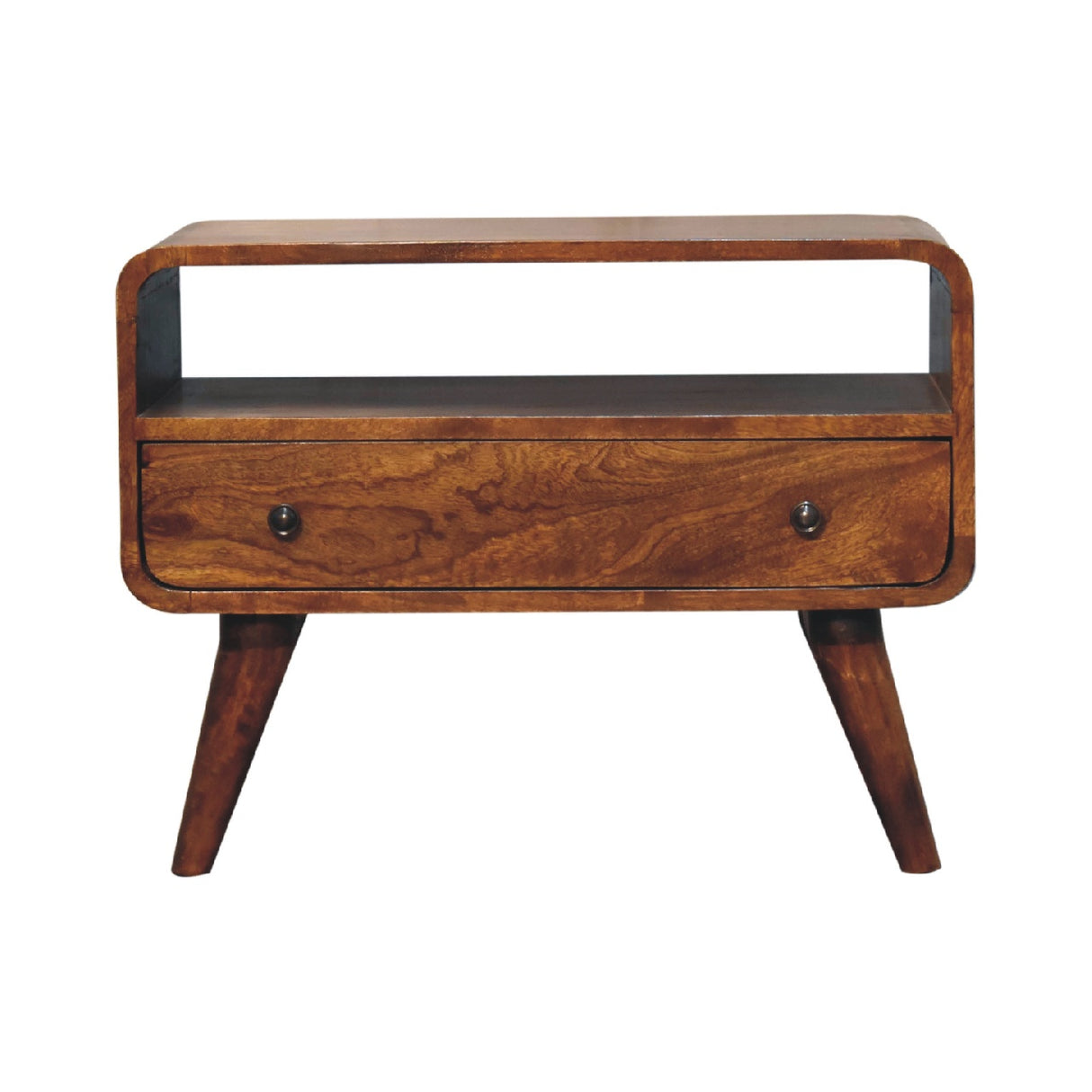 Mini Chestnut Curved Media Unit - NOVEX FURNITURE