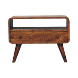 Mini Chestnut Curved Media Unit - NOVEX FURNITURE