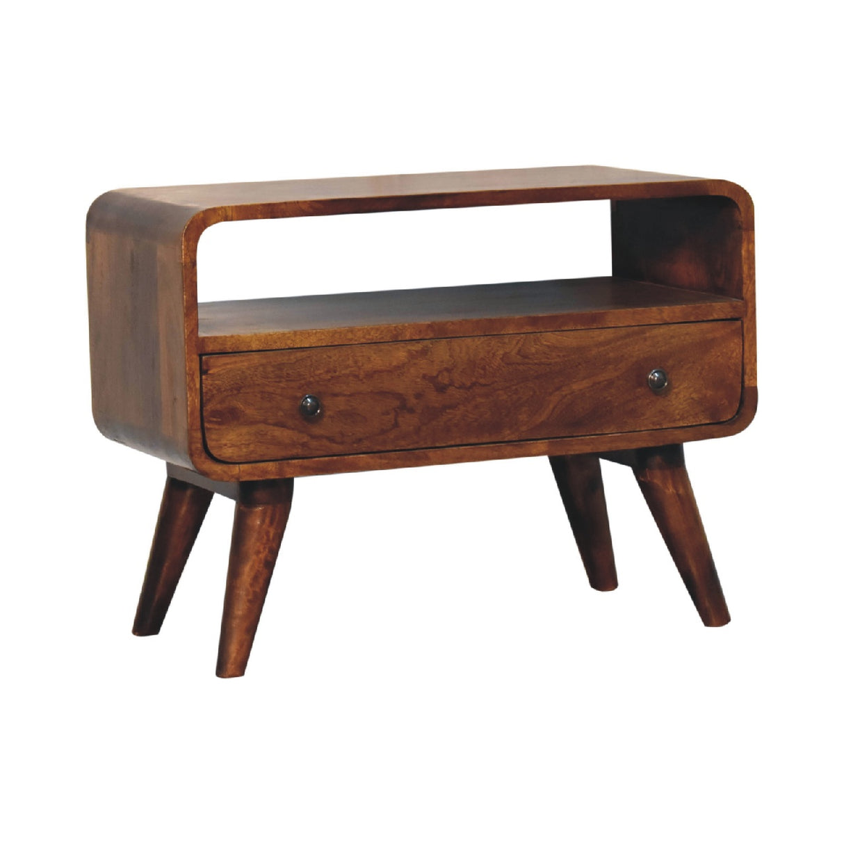 Mini Chestnut Curved Media Unit - NOVEX FURNITURE