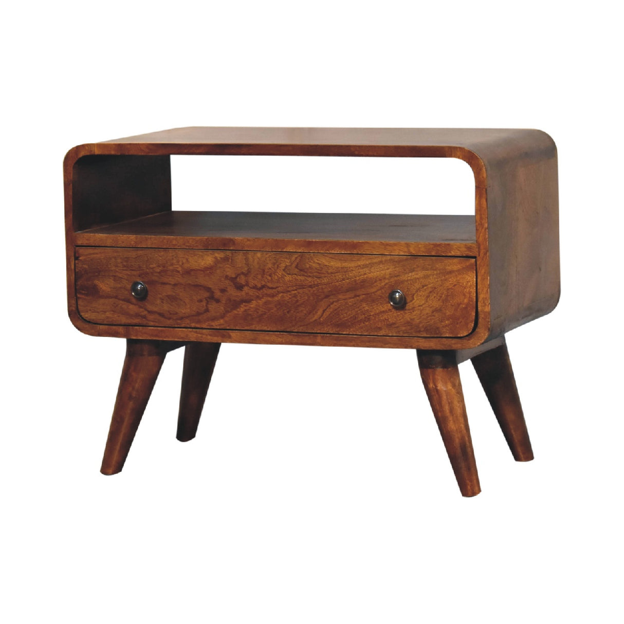 Mini Chestnut Curved Media Unit - NOVEX FURNITURE