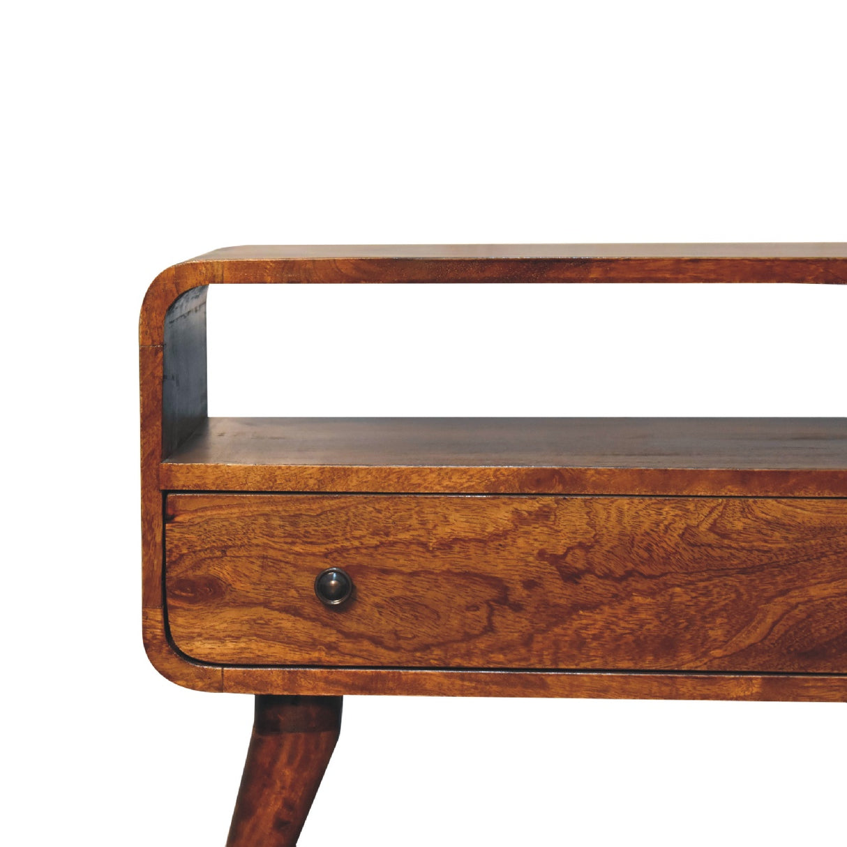 Mini Chestnut Curved Media Unit - NOVEX FURNITURE