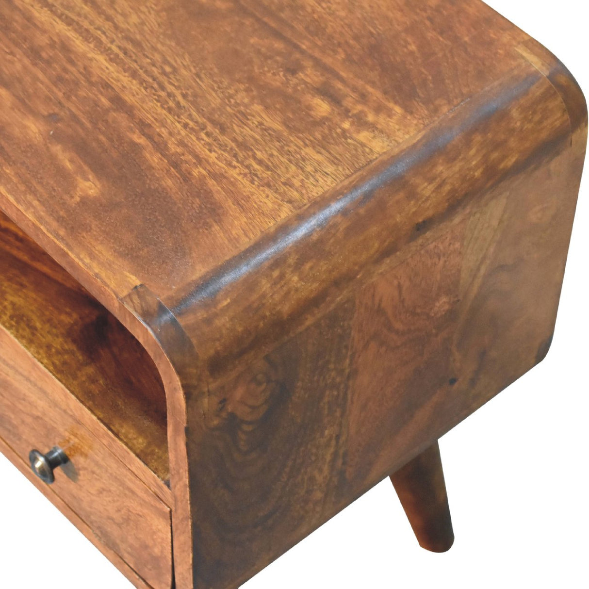 Mini Chestnut Curved Media Unit - NOVEX FURNITURE