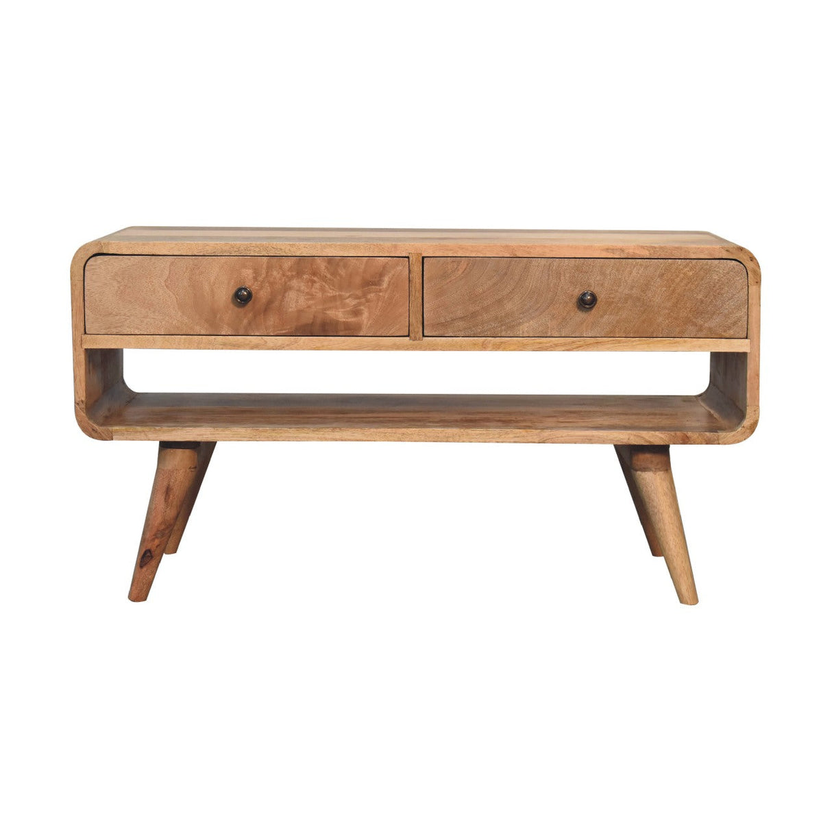 Reverse Curve Oak-ish Media Unit NOVEX FURNITURES