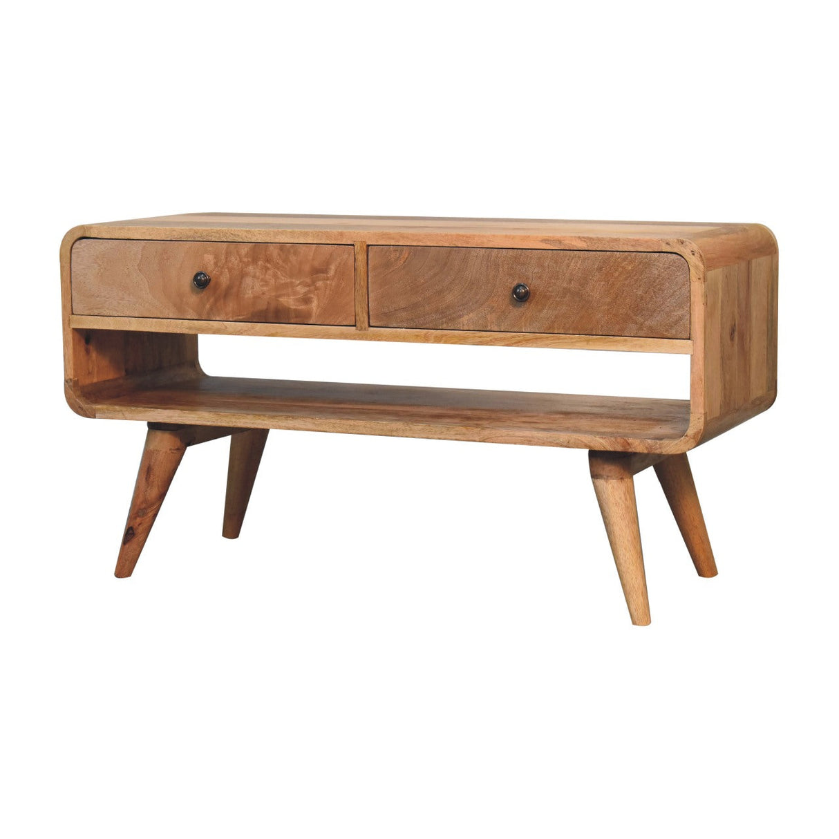 Reverse Curve Oak-ish Media Unit NOVEX FURNITURES