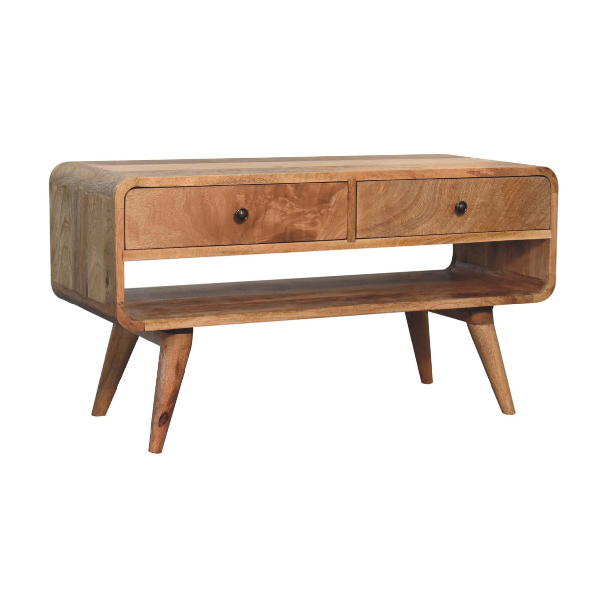 Reverse Curve Oak-ish Media Unit NOVEX FURNITURES