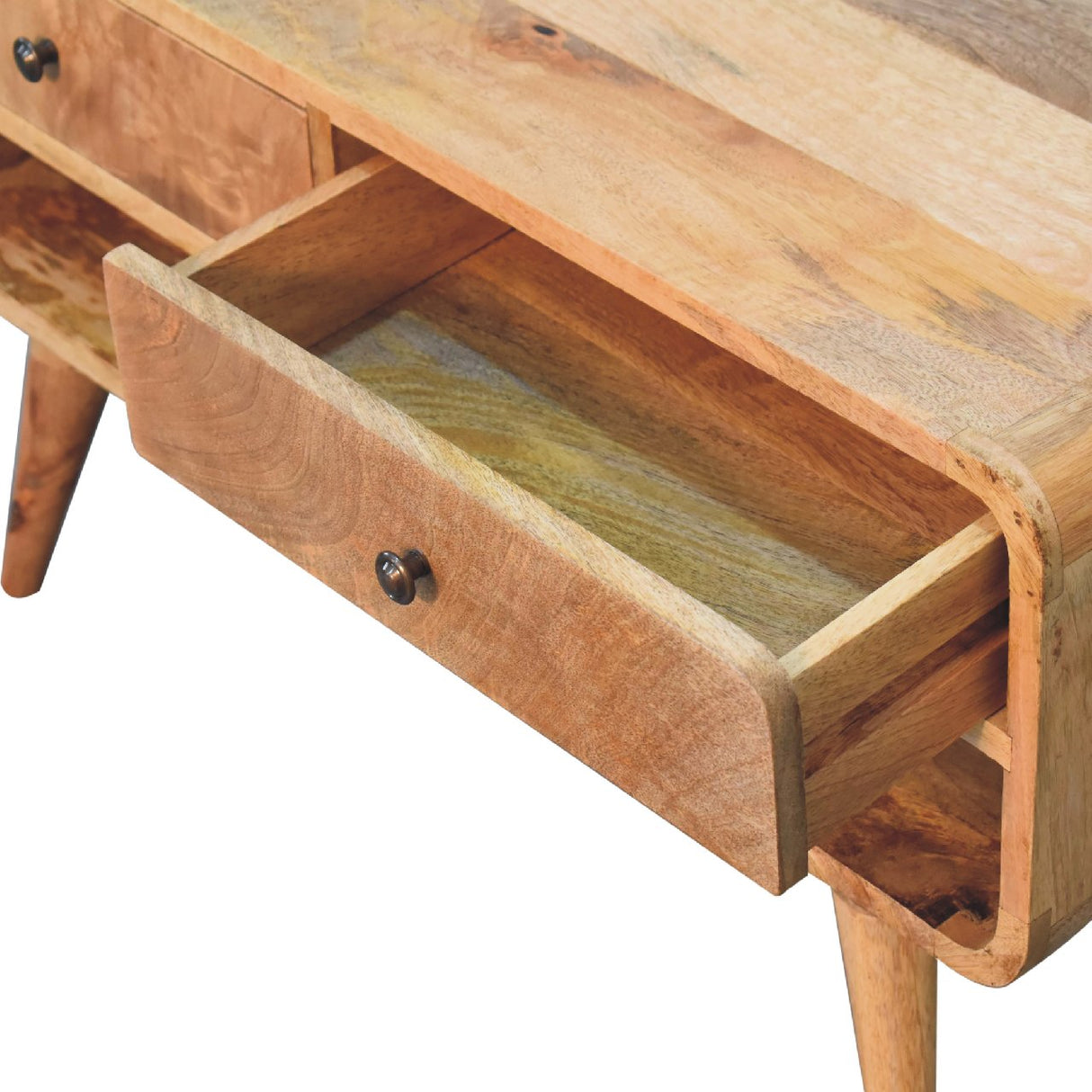 Reverse Curve Oak-ish Media Unit NOVEX FURNITURES