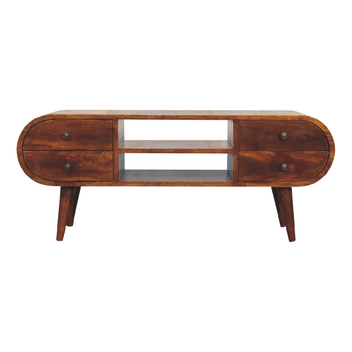 Chestnut Circular Media Unit NOVEX FURNITURES