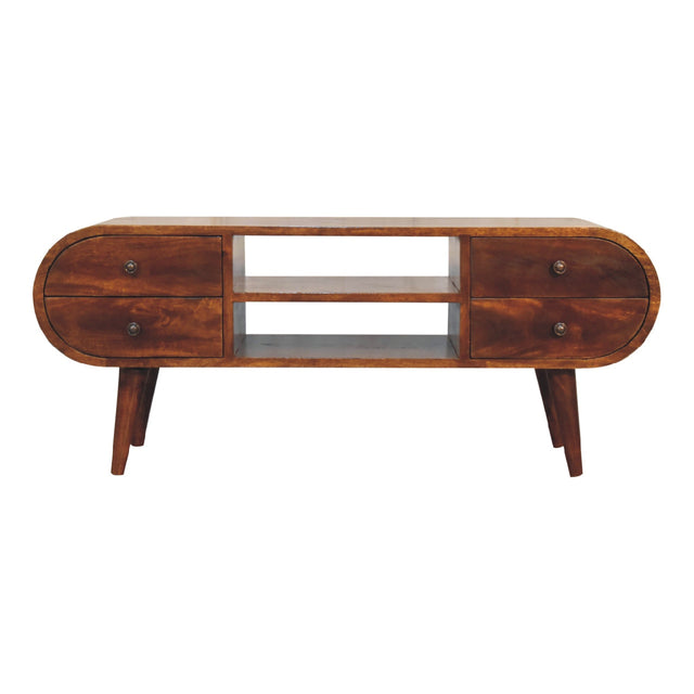 Chestnut Circular Media Unit NOVEX FURNITURES