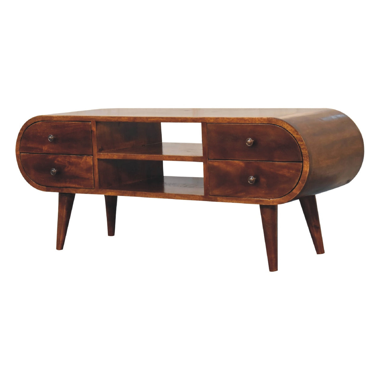 Chestnut Circular Media Unit NOVEX FURNITURES