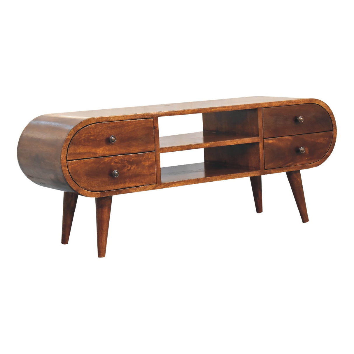 Chestnut Circular Media Unit NOVEX FURNITURES