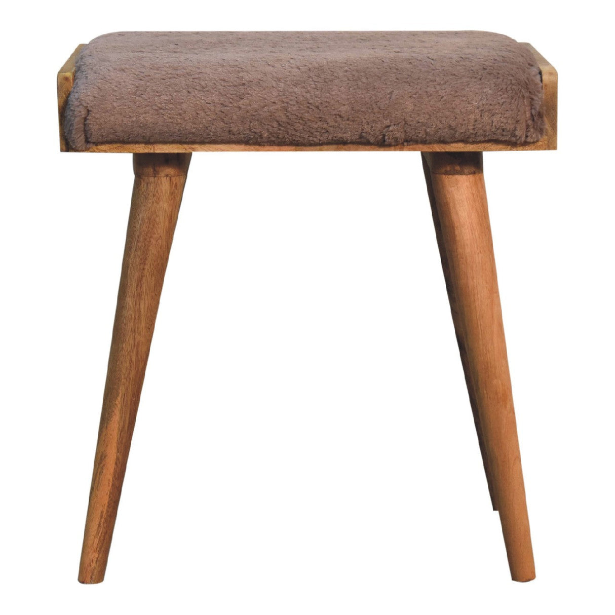 Mocha Faux Fur Style Footstool NOVEX FURNITURES
