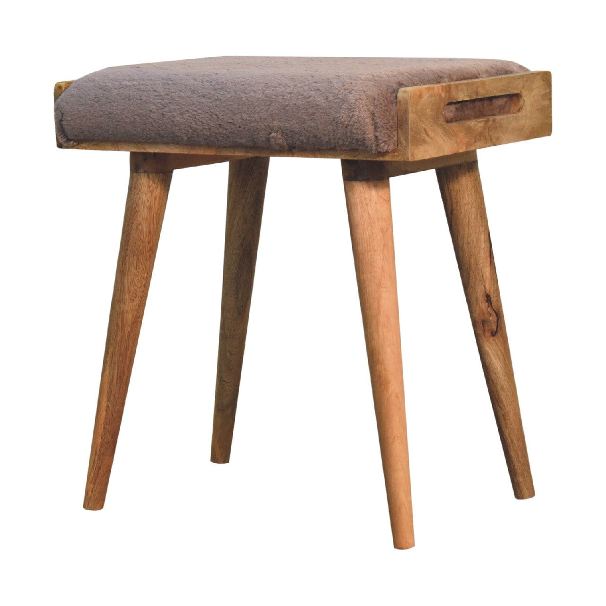 Mocha Faux Fur Style Footstool NOVEX FURNITURES