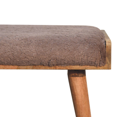 Mocha Faux Fur Style Footstool NOVEX FURNITURES