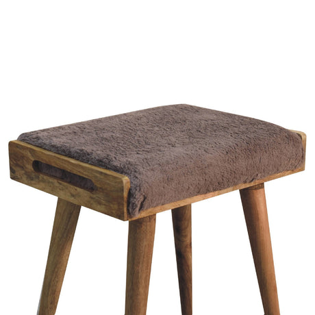 Mocha Faux Fur Style Footstool NOVEX FURNITURES
