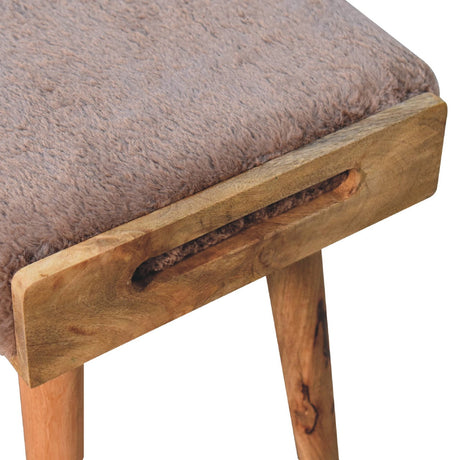 Mocha Faux Fur Style Footstool NOVEX FURNITURES