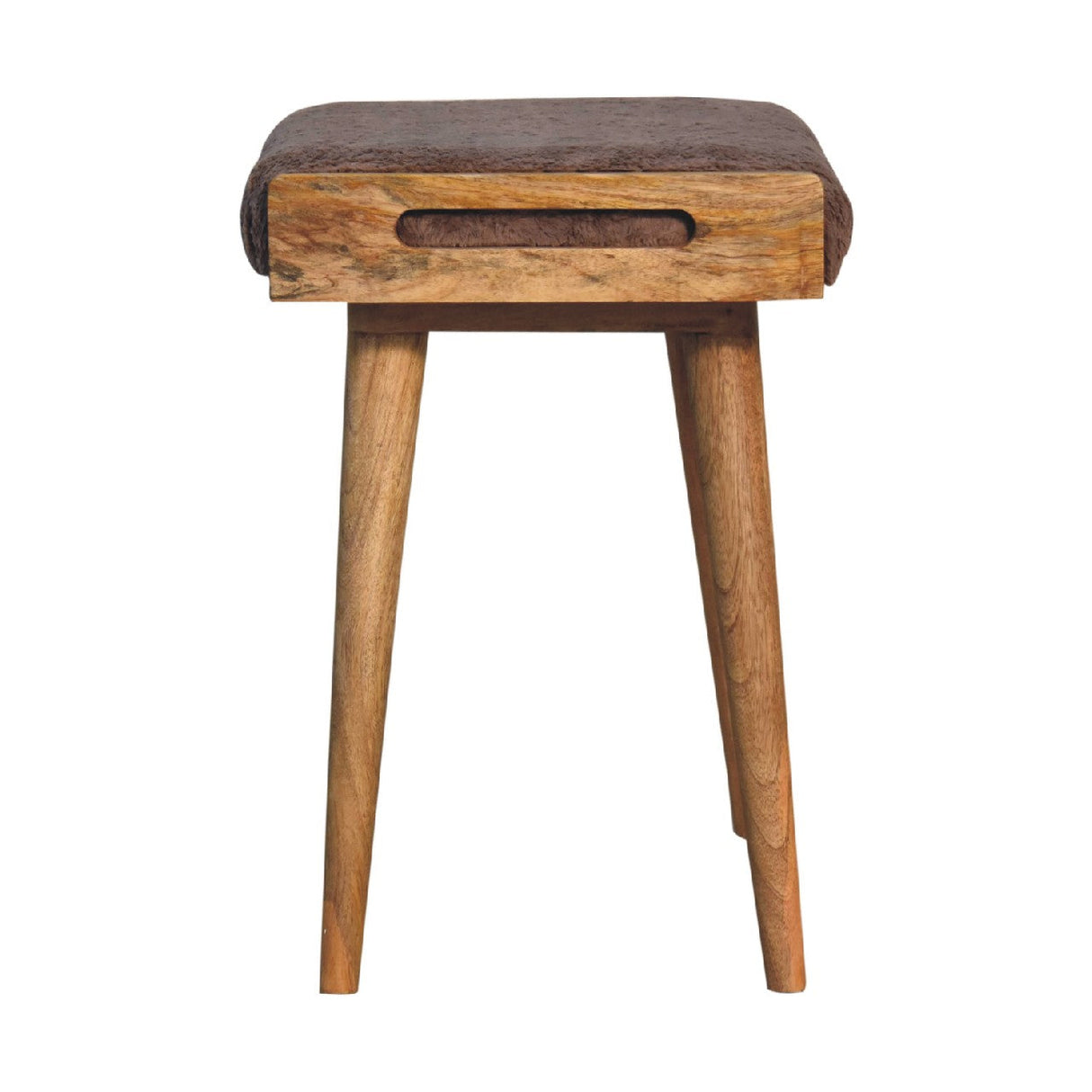 Mocha Faux Fur Style Footstool NOVEX FURNITURES