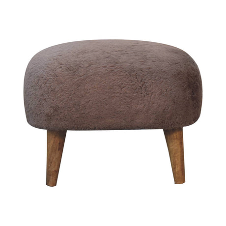 Mocha Faux Fur Square Stool NOVEX FURNITURES