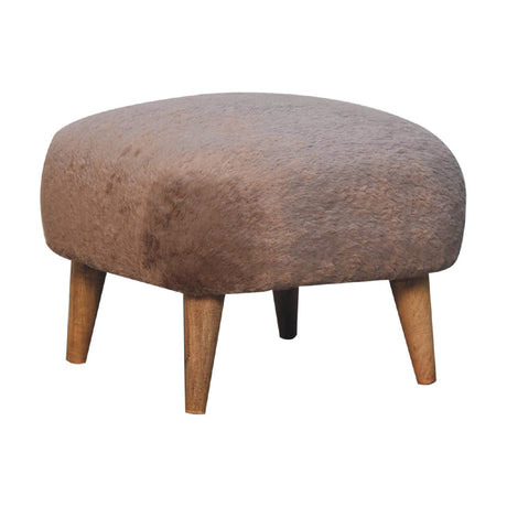 Mocha Faux Fur Square Stool NOVEX FURNITURES