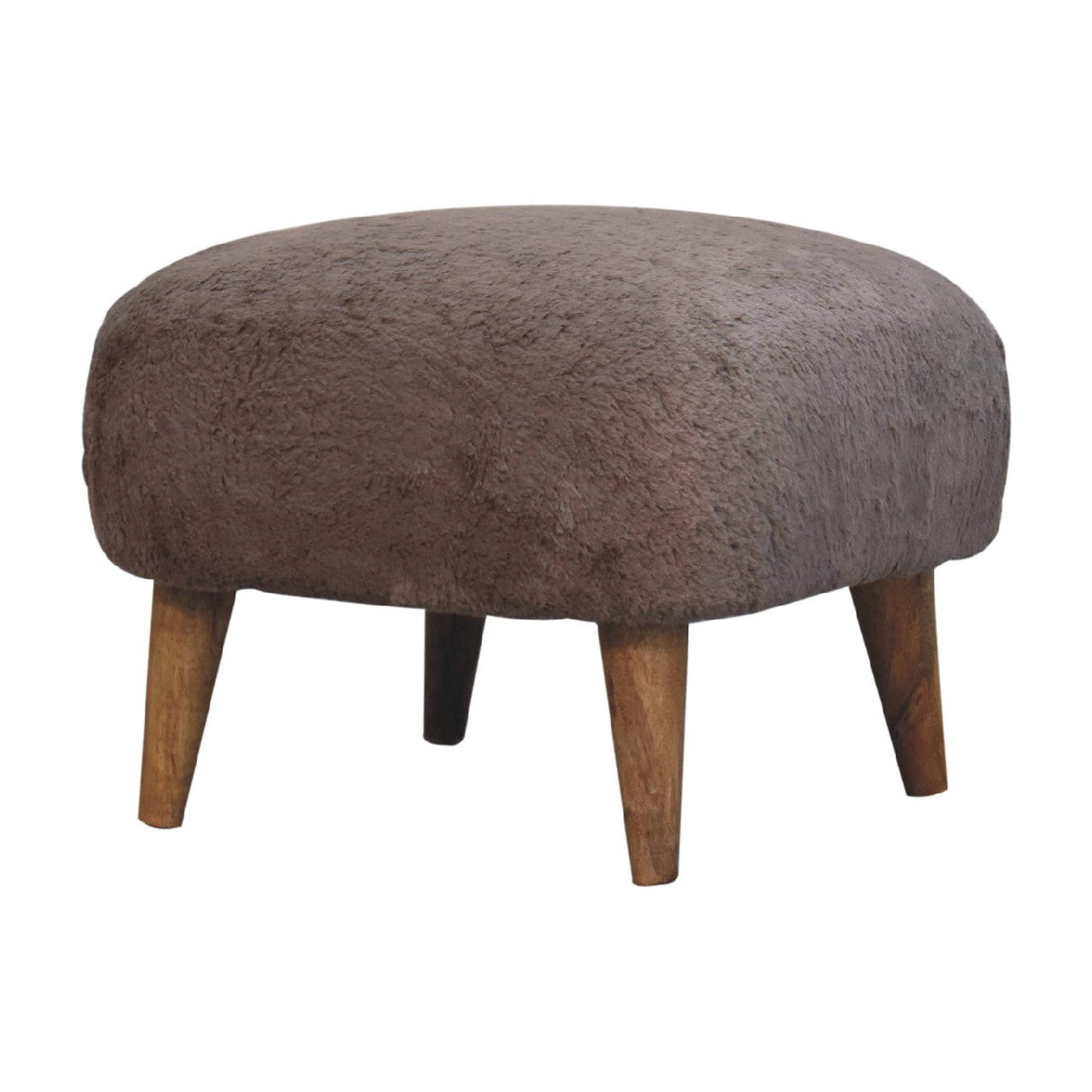 Mocha Faux Fur Square Stool NOVEX FURNITURES