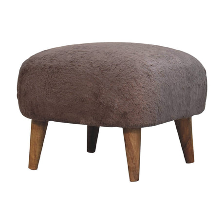 Mocha Faux Fur Square Stool NOVEX FURNITURES