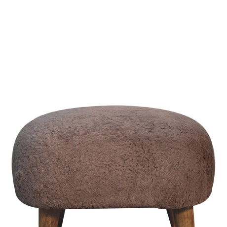 Mocha Faux Fur Square Stool NOVEX FURNITURES
