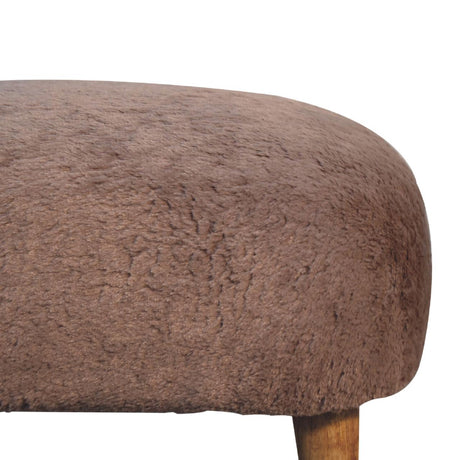 Mocha Faux Fur Square Stool NOVEX FURNITURES