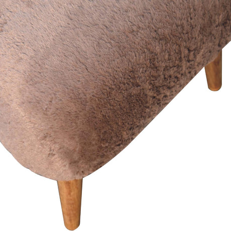 Mocha Faux Fur Square Stool NOVEX FURNITURES