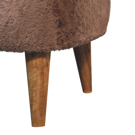 Mocha Faux Fur Square Stool NOVEX FURNITURES