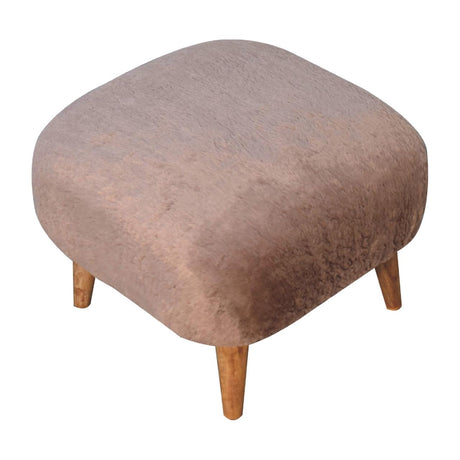 Mocha Faux Fur Square Stool NOVEX FURNITURES