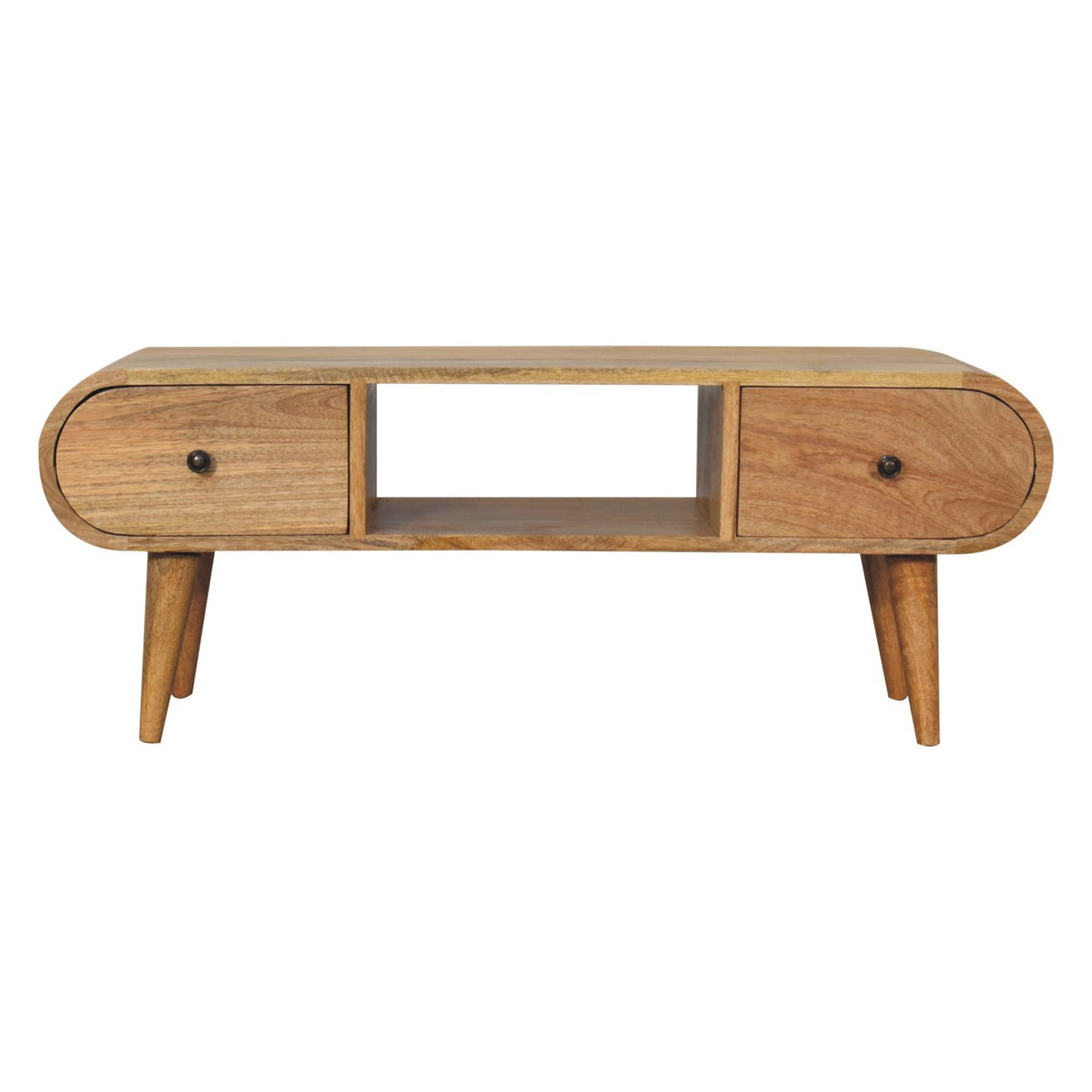 Oak-ish Circular TV Unit - NOVEX FURNITURE