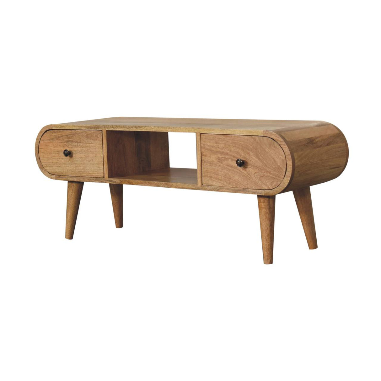 Oak-ish Circular TV Unit - NOVEX FURNITURE