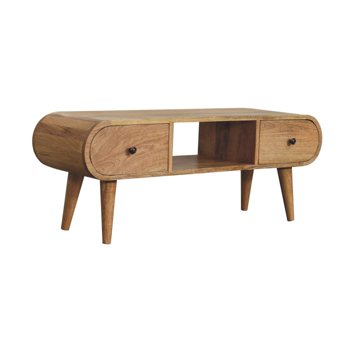 Oak-ish Circular TV Unit - NOVEX FURNITURE