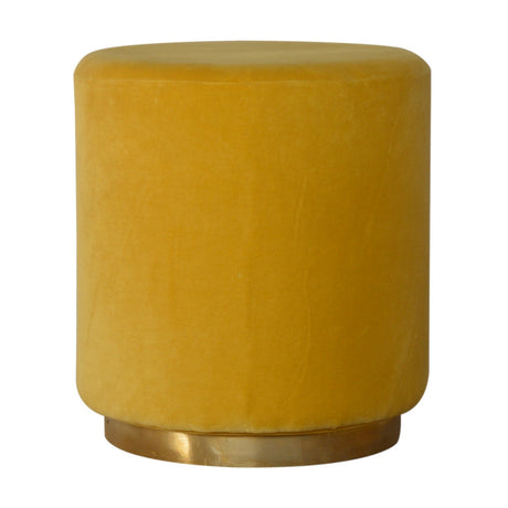 IN818 - Mustard Velvet Footstool with Gold Base NOVEX FURNITURES