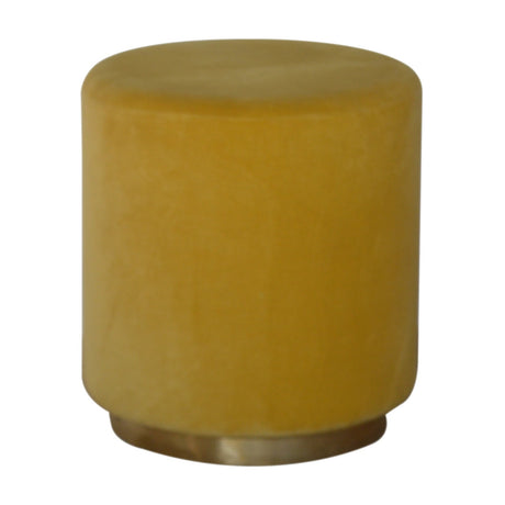 IN818 - Mustard Velvet Footstool with Gold Base NOVEX FURNITURES