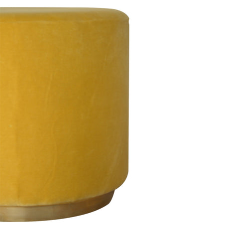 IN818 - Mustard Velvet Footstool with Gold Base NOVEX FURNITURES