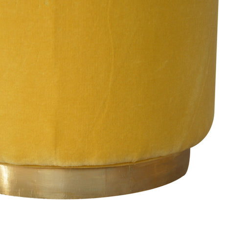 IN818 - Mustard Velvet Footstool with Gold Base NOVEX FURNITURES