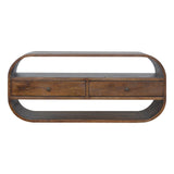 Chestnut Curved Edge Media Unit with 2 Drawers NOVEX FURNITURES