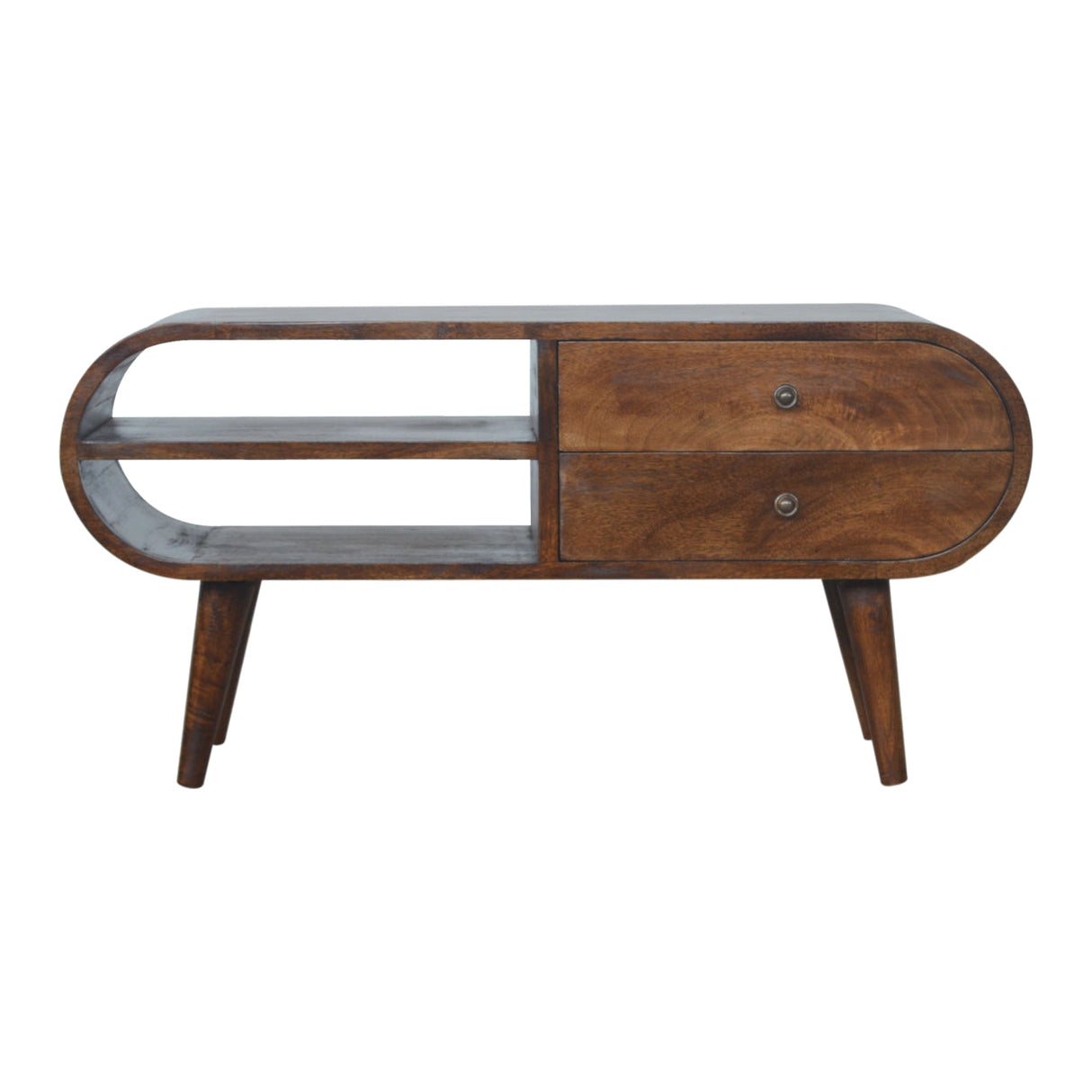 Chestnut Circular Media Unit - NOVEX FURNITURE